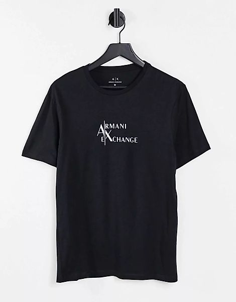 Armani Exchange – T-Shirt in Schwarz mit großem Logo auf der Brust günstig online kaufen