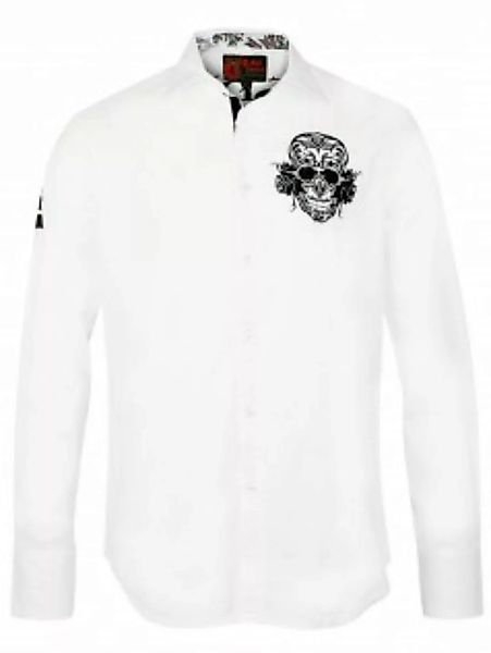 Rebel Spirit Herren Hemd Rose Skull (wei) günstig online kaufen