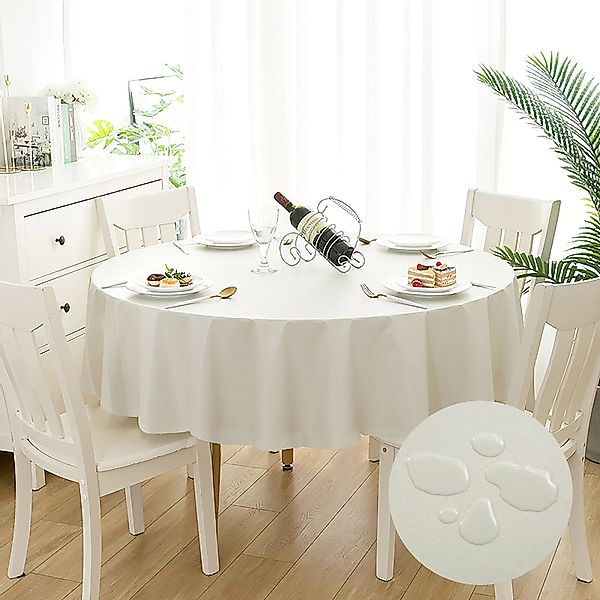CALIYO Tischdecke RUND Tischwäsche Lotuseffekt Leinenoptik günstig online kaufen