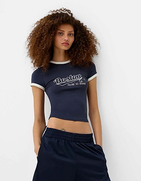 Bershka Retro-Shorts Mit Seitlichem Streifen Damen S Marinenblau günstig online kaufen