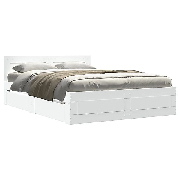 vidaXL Bettgestell mit Kopfteil ohne Matratze Weiß 120x200 cm 3295569 günstig online kaufen