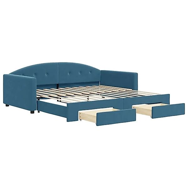 vidaXL Tagesbett Ausziehbar mit Schubladen Blau 100x200 cm Samt 3197355 günstig online kaufen