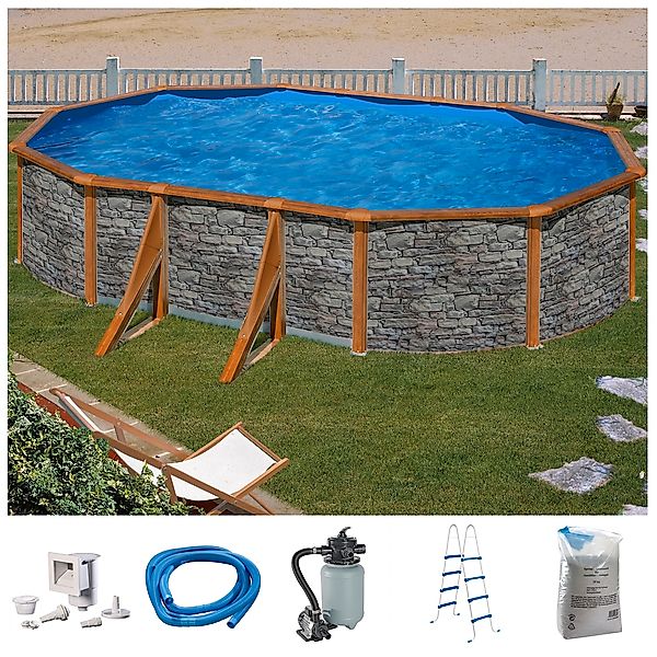 KONIFERA Ovalpool "PANAMA 2" Steindekor, Höhe 120 cm, in versch. Größen günstig online kaufen