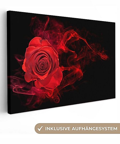 OneMillionCanvasses® Leinwandbild Rosen - Rot - Schwarz, Fotodruck (1 St), günstig online kaufen