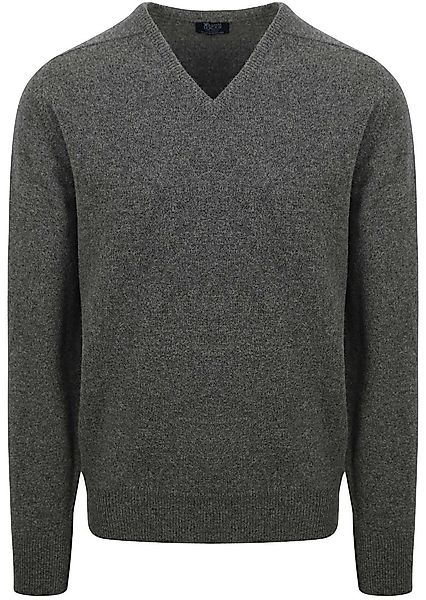 William Lockie V-Auschnitt Pullover Lammwolle Grau - Größe M günstig online kaufen