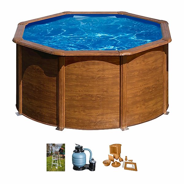 Gre Rundpool "PACIFIC in Holzoptik inkl. Zubehör", (Set, 4 tlg.), Höhe: 120 günstig online kaufen
