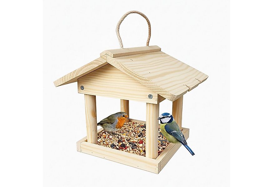 relaxdays Vogelhaus Vogelfutterhaus zum Aufhängen, natur günstig online kaufen