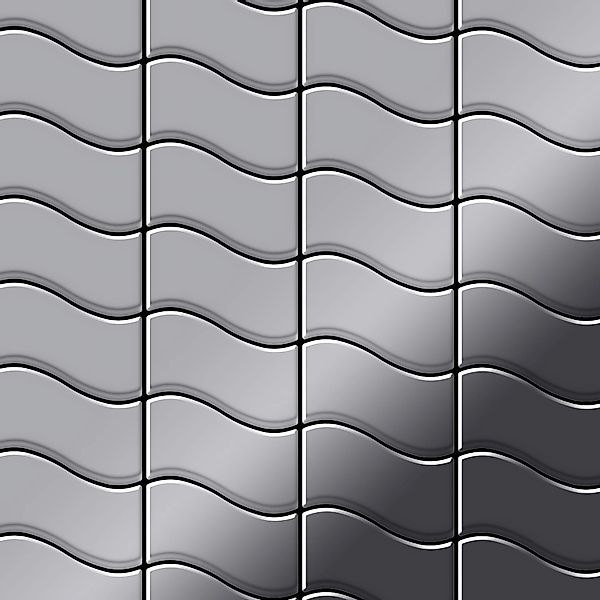 ALLOY Mosaik Fliese Massiv Metall Edelstahl Marine Hochglanz Grau 1,6mm Flu günstig online kaufen