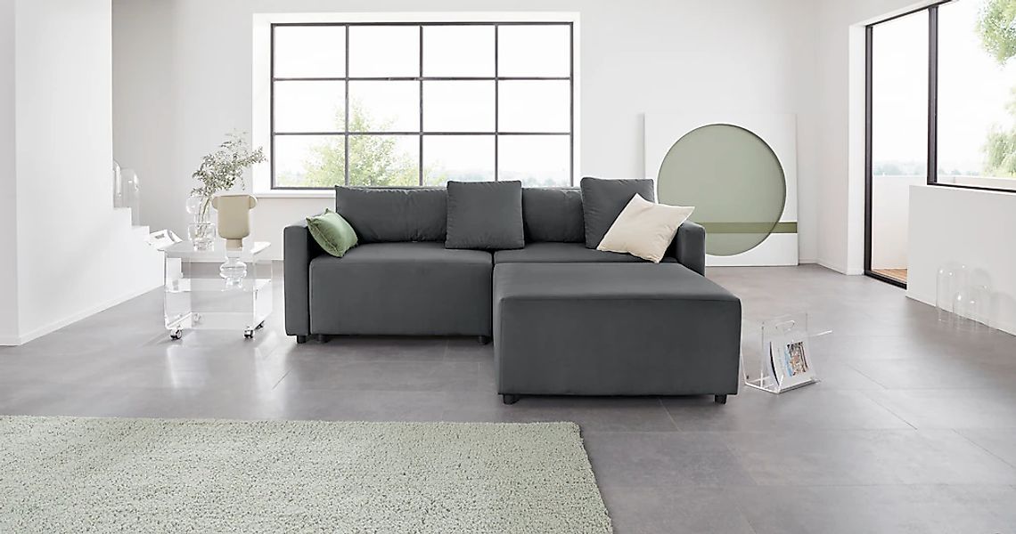 Home affaire Ecksofa "Marva 3tlg. L-Form" beide Armlehnelemente ausziehbar günstig online kaufen