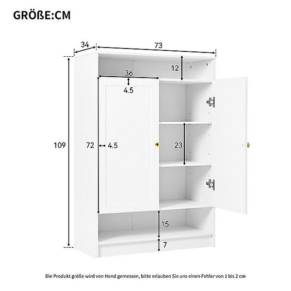 Ulife Schuhschrank Schuhkommode, 2 Türen, mit verstellbaren Regalen & golde günstig online kaufen