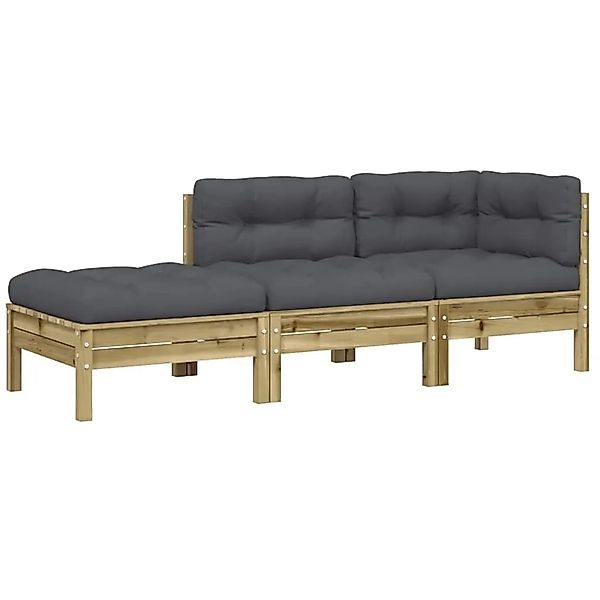 vidaXL Gartensofa mit Kissen und Hocker 3-Sitzer 838176 günstig online kaufen