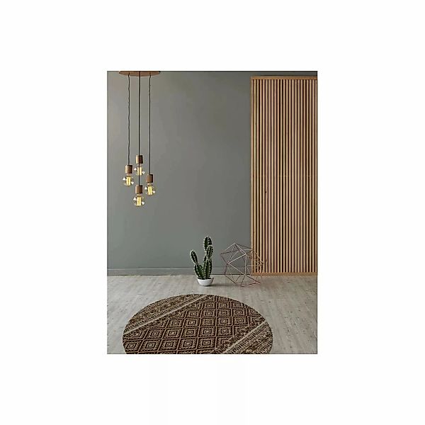 MeGusta Flachflor Teppich Vintage Braun Polyester (D) Ø 120 cm Luisa günstig online kaufen