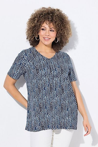 Ulla Popken T-Shirt T-Shirt Zierfalten A-Linie V-Ausschnitt Halbarm günstig online kaufen