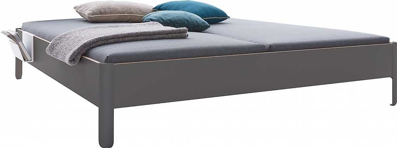 NAIT Doppelbett farbig lackiert Anthrazitgrau 180 x 210cm Ohne Kopfteil günstig online kaufen