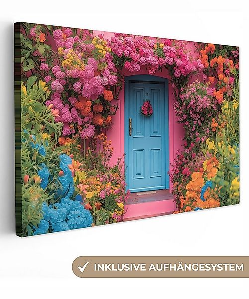 OneMillionCanvasses® Leinwandbild Blumen - Tür - Rosa, Fotodruck (1 St), Le günstig online kaufen