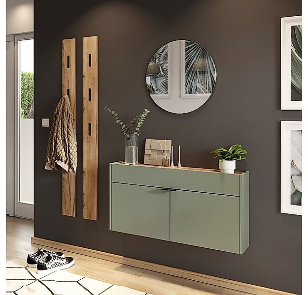 Lomadox Garderoben-Set ABERDEEN-01, (Spar-Set, 4-St), in grün mit Eiche, id günstig online kaufen