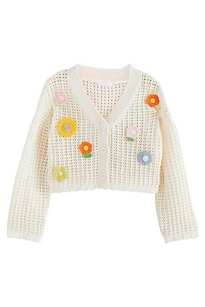 Next Strickjacke Strickjacke mit gehäkelten Blumen 100 % Baumwolle. (1-tlg) günstig online kaufen