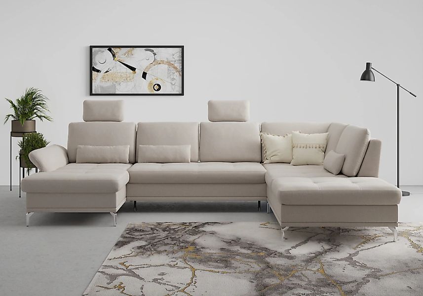 Home affaire Wohnlandschaft "Palm Beach U-Form" Federkern, mit Sitztiefenve günstig online kaufen