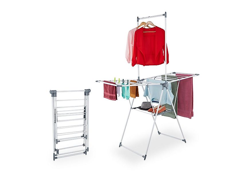 relaxdays Flügelwäschetrockner Flügelwäscheständer mit Kleiderstange günstig online kaufen