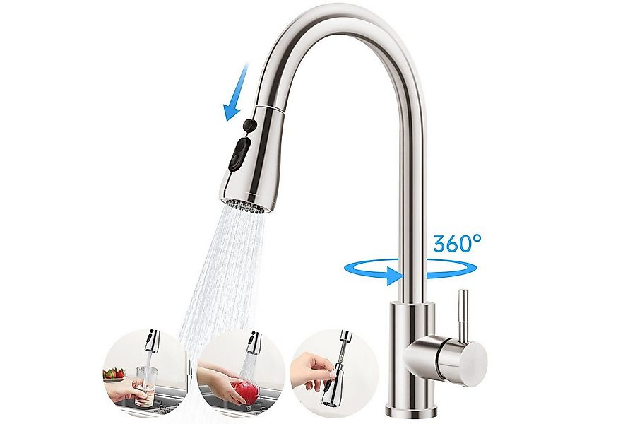 Eumaty Küchenarmatur Spültischarmatur,Wasserhahn Küche Ausziehbar,Armatur K günstig online kaufen