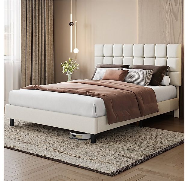 Yaheetech Polsterbett Bettgestell, Doppelbett mit Höhenverstellbarem Kopfte günstig online kaufen