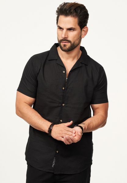 behype Kurzarmhemd aus Leinen Sommerhemd im günstig online kaufen