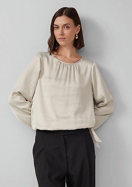 s.Oliver Langarmbluse Bluse Satin-Bluse mit Binde-Detail am Saum günstig online kaufen