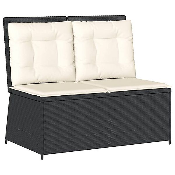 vidaXL Loungesofa Gartenbank Verstellbar mit Kissen Schwarz Poly Rattan, 1 günstig online kaufen