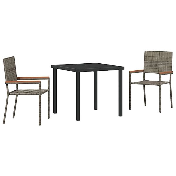 vidaXL Garten Essgruppe 3-Tlg Grau Poly Rattan 3379709 günstig online kaufen