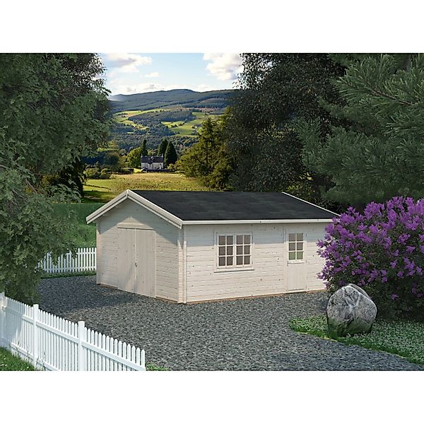 Palmako Garage Roger mit Holztor 540 x 540 cm Lackiert Dunkelgrau-Weiß FSC® günstig online kaufen