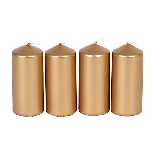 Malmö Stumpenkerze Metallic-Stumpenkerzen Gold 4er-Set 40x90mm günstig online kaufen