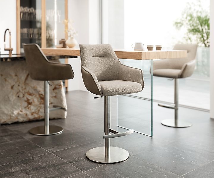 DELIFE Barhocker Alja-Flex, Drehfußhöhenverstellbar Edelstahl Materialmix günstig online kaufen
