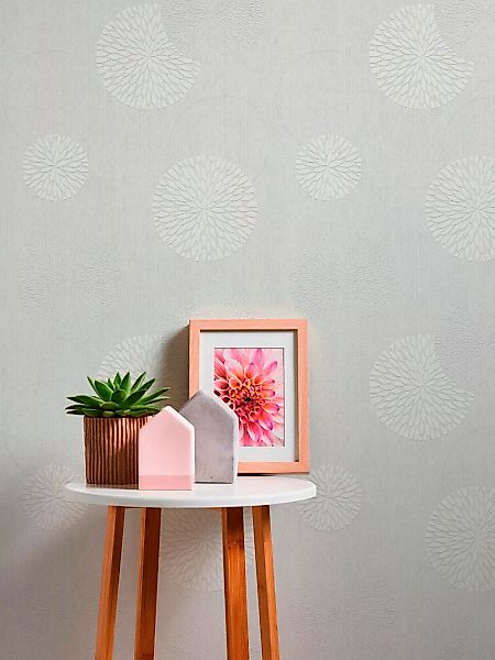 Bricoflor Blüten Tapete überstreichbar Moderne Blumentapete für Wohnzimmer günstig online kaufen