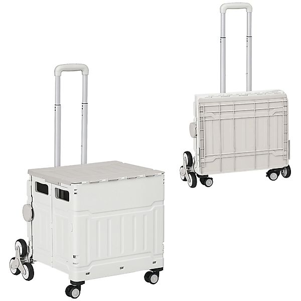 HOMCOM Einkaufswagen Kunststoff Aluminiumlegierung Weiß 52L x 48B x 100H cm günstig online kaufen