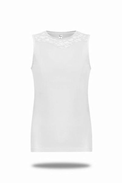 Mellice Rundhalsshirt Damen Ärmellos Shirt mit Spitze Baumwolle günstig online kaufen