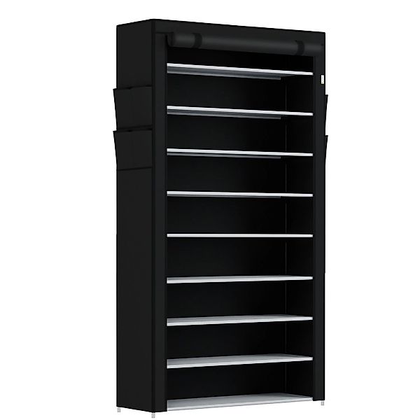 Juskys Schuhregal mit Seitentaschen 160 x 88 cm Schwarz günstig online kaufen