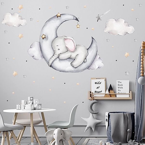 WANDKIND Wandtattoo Elefant auf dem Mond günstig online kaufen