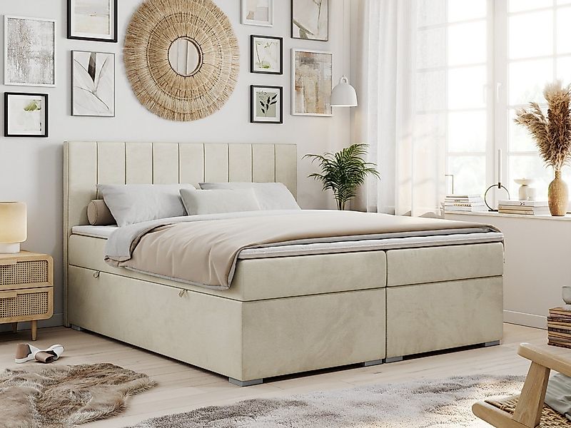 MKS MÖBEL Boxspringbett ALLY (Set, Packung, T30-Schaum, gepolsterte Kopfstü günstig online kaufen