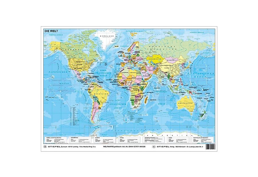 STIEFEL Poster Weltkarte Die Welt politisch, ca. 60 x 42 cm günstig online kaufen