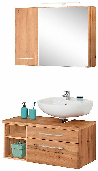 welltime Badmöbel-Set "Davos" 3 Stk. tlg. mit LED-Beleuchtung, Hängeschrank günstig online kaufen