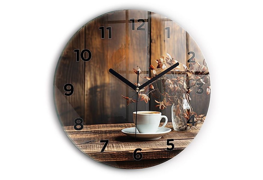 Tulup Wanduhr Glasuhr Kaffeetasse Runde Uhr aus Gehärtetem Glas Moderne Dek günstig online kaufen