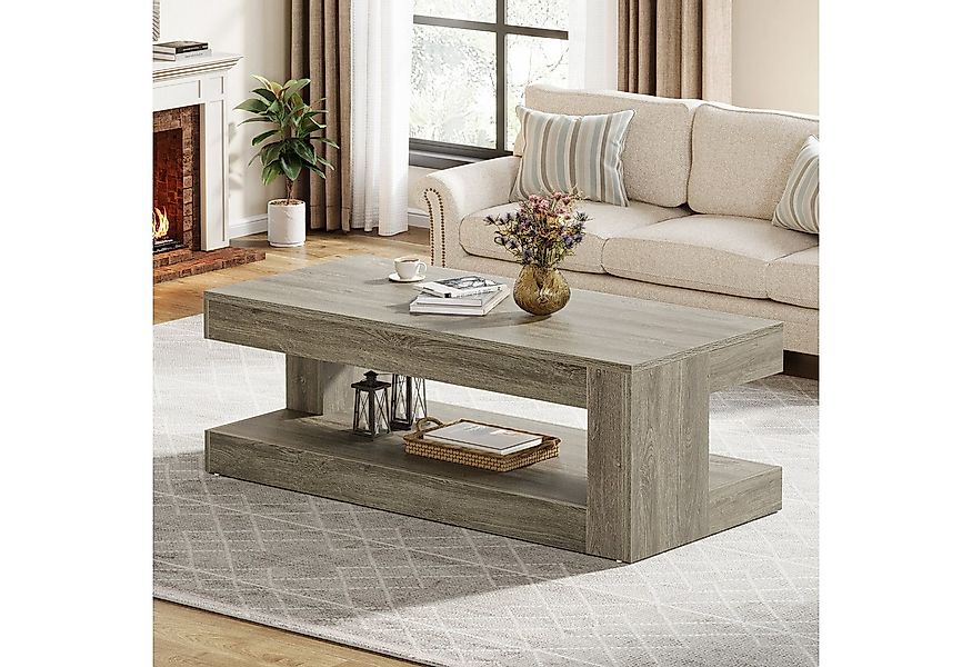 Tribesigns Couchtisch für Wohnzimmer, 120 cm, Bauernhaus, 2-stöckig, elegan günstig online kaufen