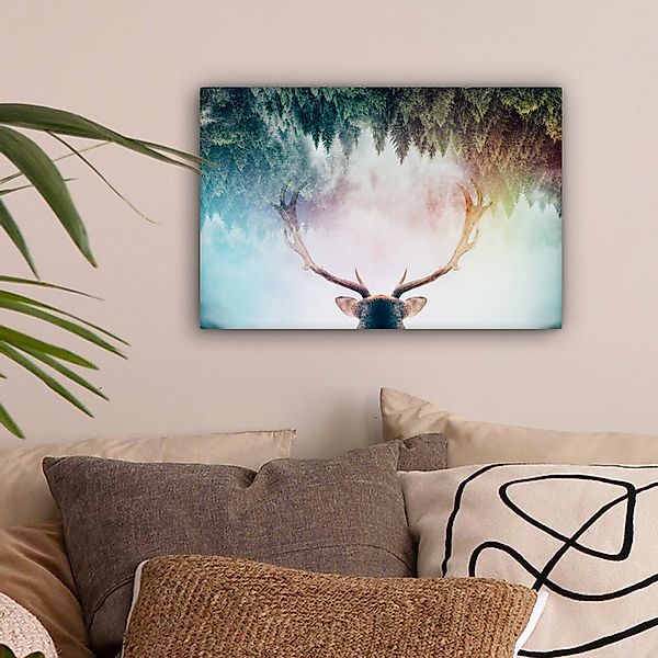 OneMillionCanvasses® Leinwandbild Hirsch - Geweih - günstig online kaufen