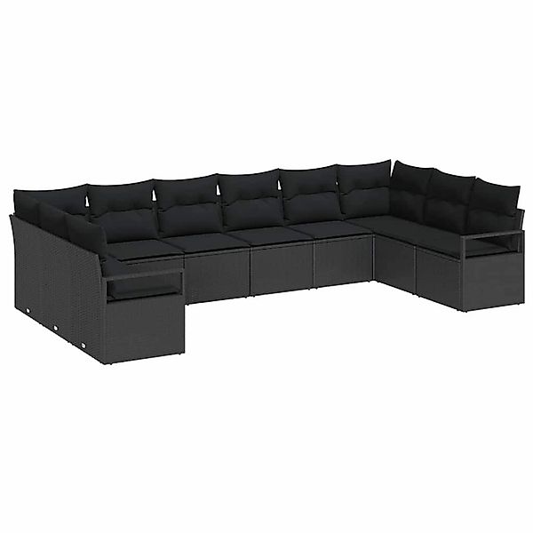 vidaXL Garten-Sofa-Set 10-Tlg Schwarz Poly Rattan 3346563 günstig online kaufen