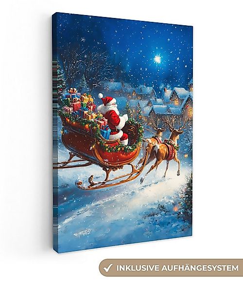 OneMillionCanvasses® Leinwandbild Weihnachtsmann - Rentier - Weihnachten - günstig online kaufen