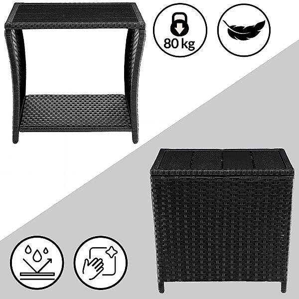 Casaria Beistelltisch (1-St), Polyrattan WPC Tischplatte günstig online kaufen