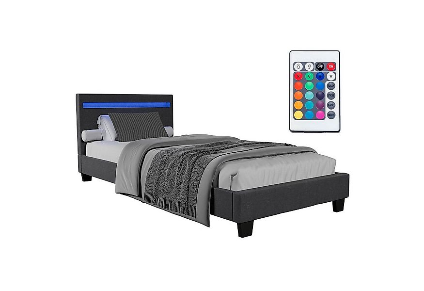 Juskys Polsterbett Verona, 120x200 cm, Webstoff, hohes Kopfteil, robustes B günstig online kaufen