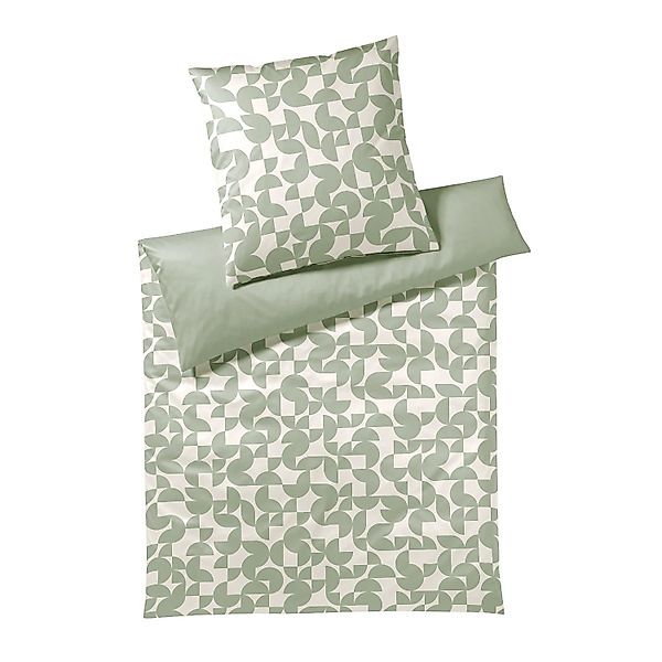 Elegante Mako Satin Bettwäsche Studio Graphic 24533-4 Grün 135x200 günstig online kaufen