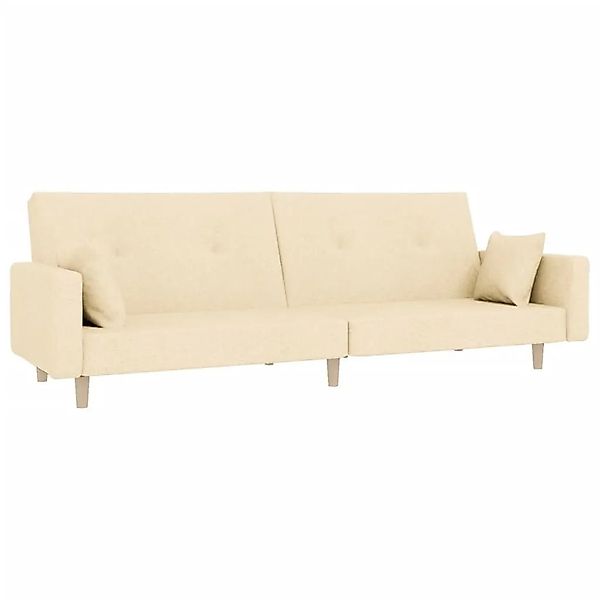vidaXL Schlafsofa 2-Sitzer mit 2 Kissen Creme Stoff 375744 günstig online kaufen