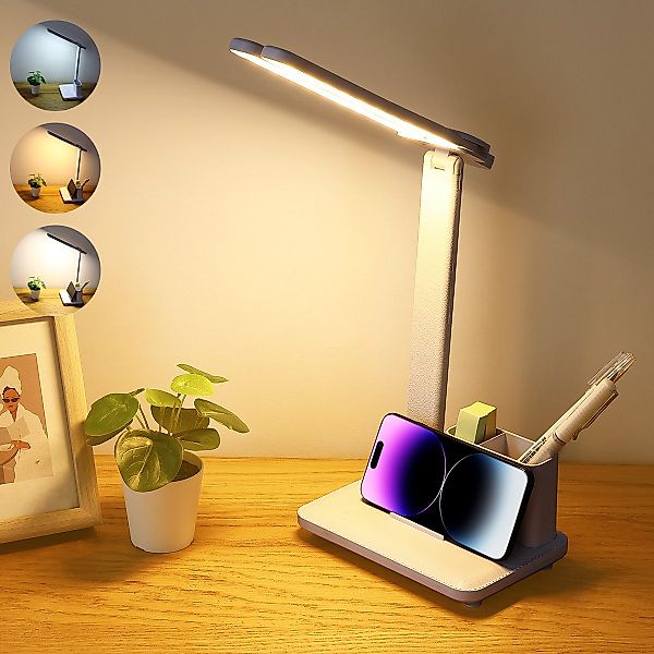 Quntis Schreibtischlampe 45cm Doppelkopf tischleuchte, LED günstig online kaufen